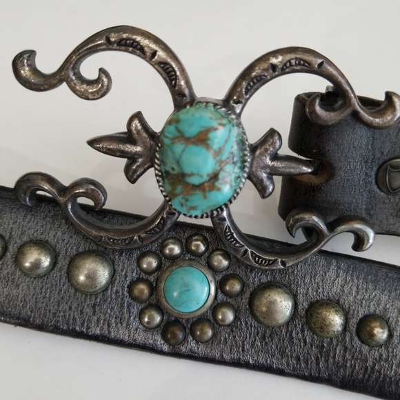 Painted Feather Leather Belt - Picture 3 of 8